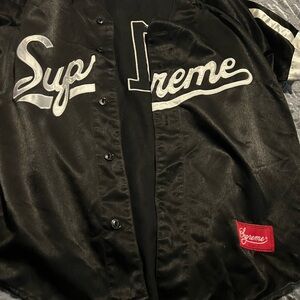 Supreme Black Satin Button-Up Shirt Jersey